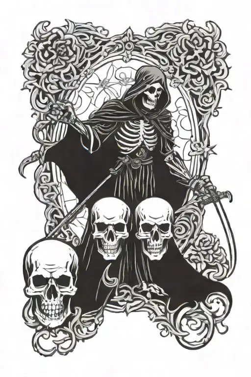 Skulls And Grim Reaper Standing