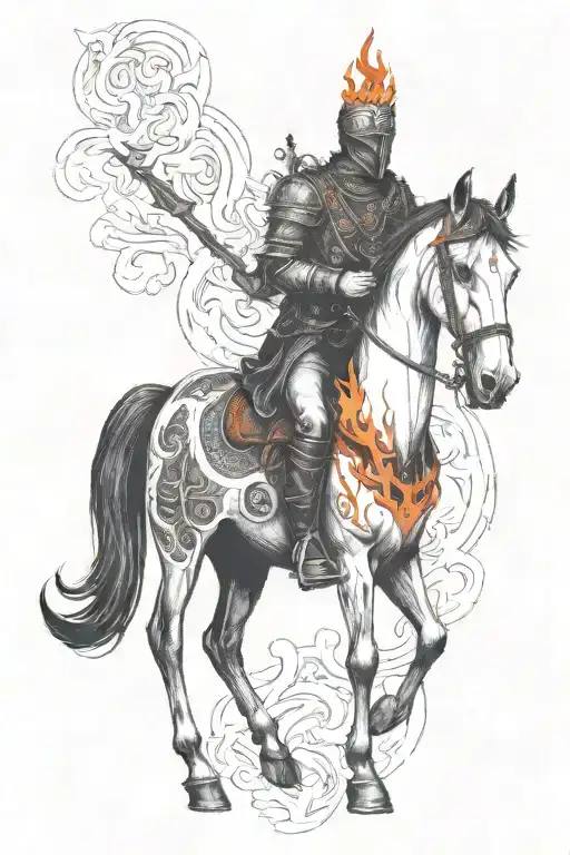 Achaemenians And Black Horse And Flame