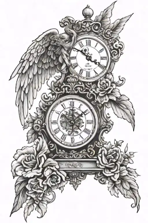 A Guardian Angel Of Life With A Clock Symbolizing The Passage Of Time