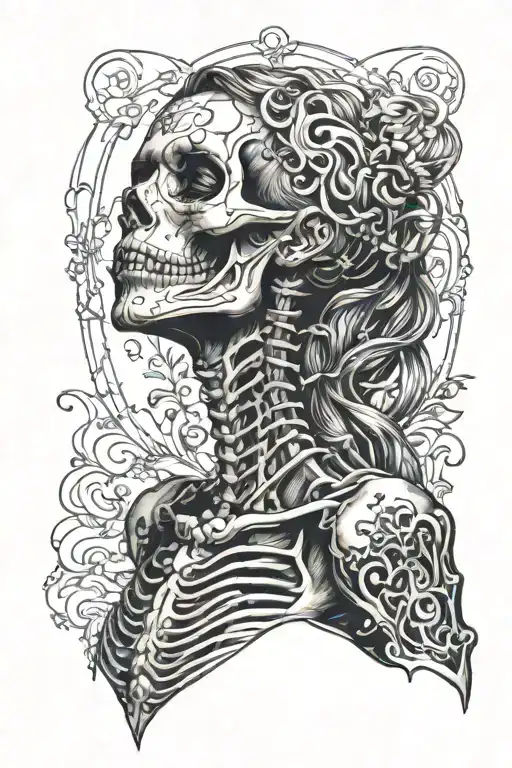 Female Skeleton Cosmic Looking Up
