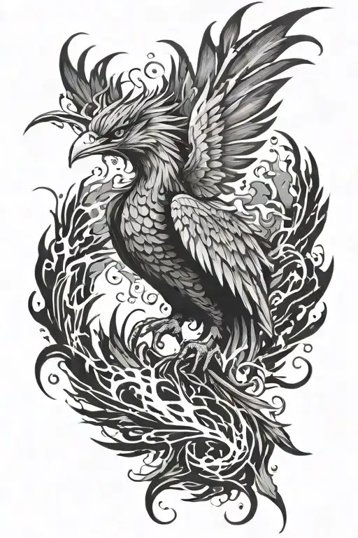 Phoenix With Lightning Strikes Around It