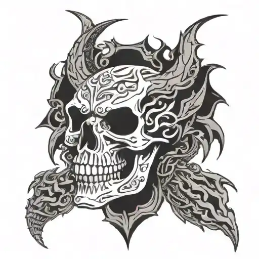 Combine A Skull And Dragon In A Tribal Tattoo Design