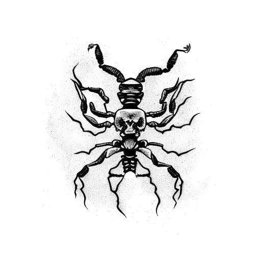 Scorpion With Bones And Scull With Blood