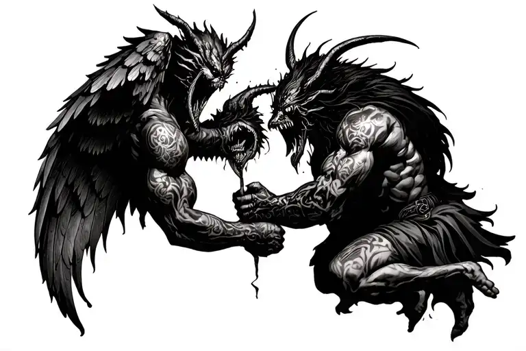 Demon Fight Against Angel