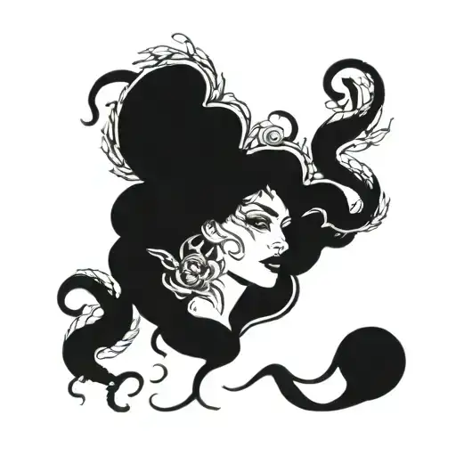 Large Medusa Piece Flowers And Large Snakes Wrapped