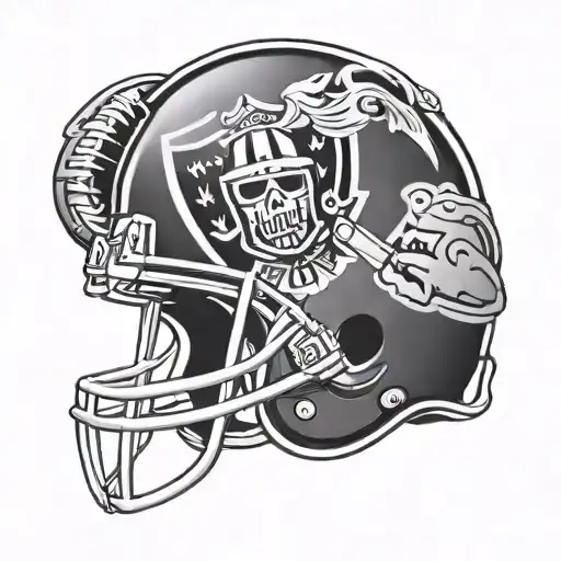 Combine The Raiders Logo With A Football Helmet In A Dynamic And Intricate Design