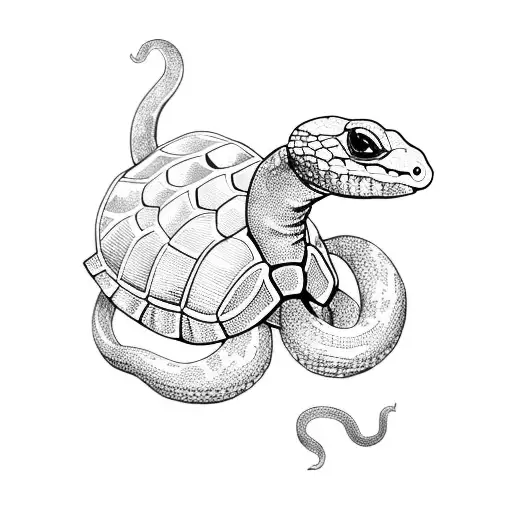 Snake Riding A Turtle