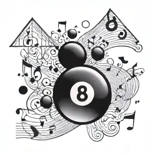 Eight Ball And Music Notes Surrounding It