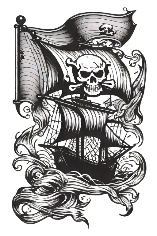 Tattered Pirate Flag In The Wind