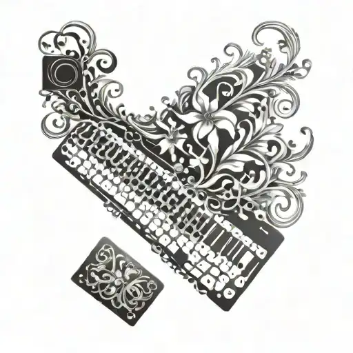 A Data Entry Keyboard With Intricate Floral Patterns Intertwined In The Keys