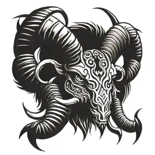 Ram Head With A Scorpion Tail With Angry And Calm Character Traits