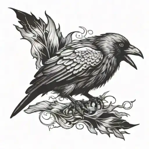 Crow Sleeve Tattoo Design