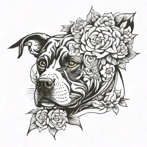 Text Flower Hood And Pitbull Dog