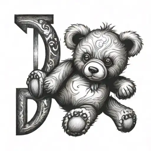Realistic Teddy Bear With A Capital Letter D
