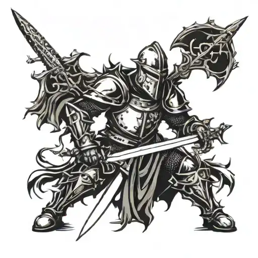 Medieval Knight Holding A Sword Covered In Thorns