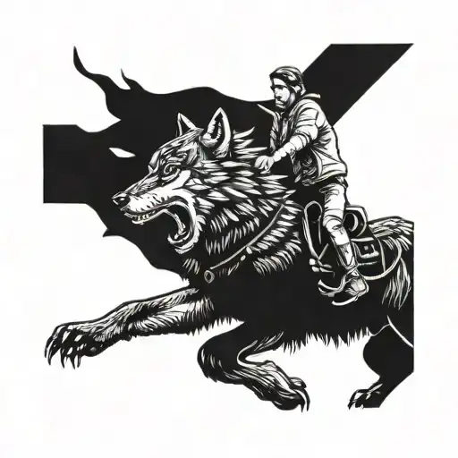 Guy Riding Wolf