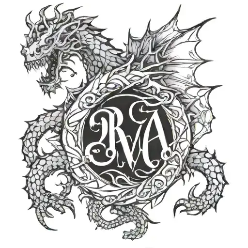 Incorporate The Letters 'Rwyca' Into A Fierce Dragon Design