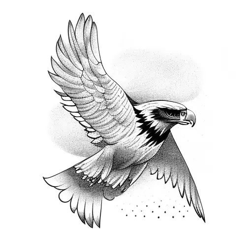 Fiercy Eagle Flying Against The Rain