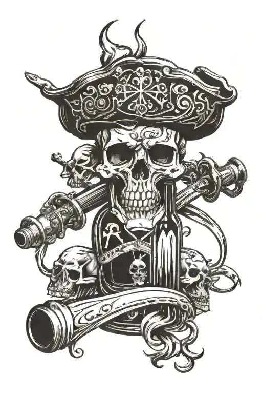 Skull Pirate Sabers Loop Poison Bottle