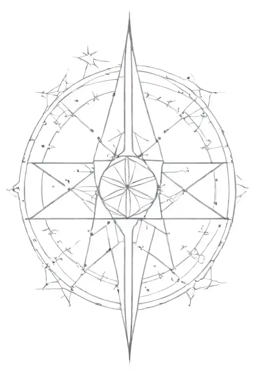 Orthern Star Astronomical Imagery Tattoo Design Featuring
