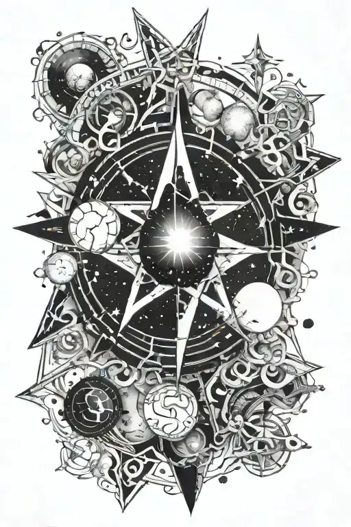 Orthern Star Astronomical Imagery Tattoo Design Featuring