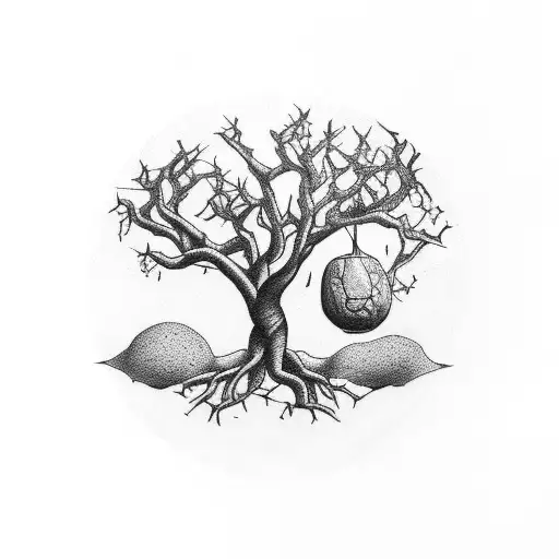 Tree With The Forbidden Fruit And The Seven Deadly Sins