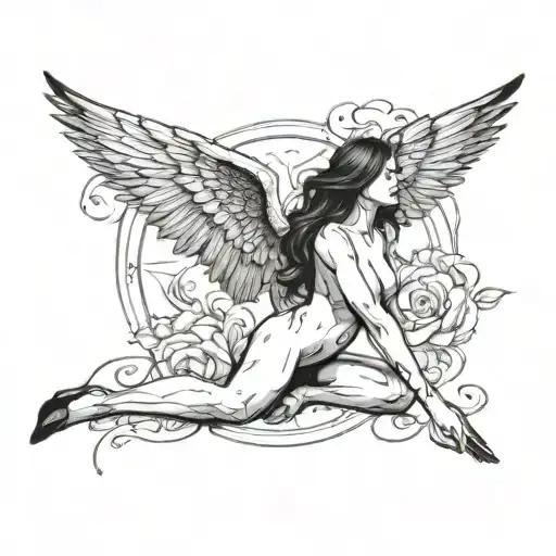 Full Body Nude Female Fallen Angel