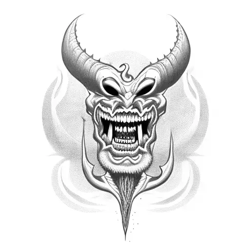 Open Mouth With Long Demon Teeth