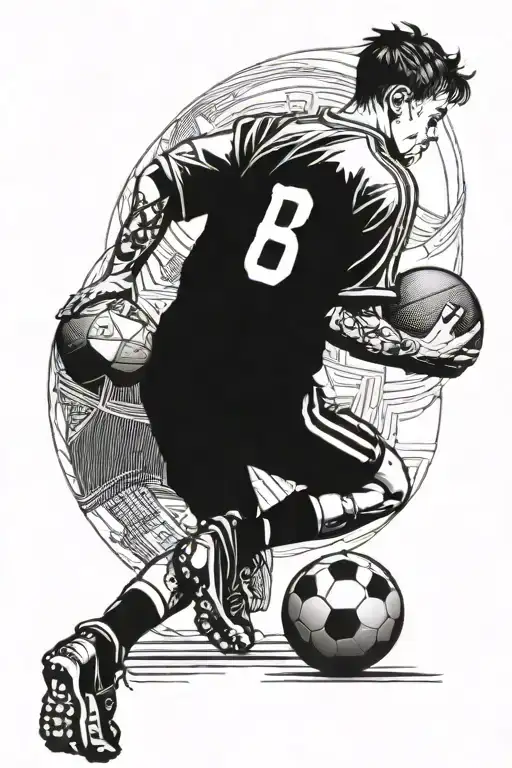 Boy With A Football Ball At His Leg Staying With His Dad On A Football Trip