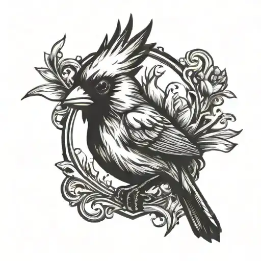 Flaming Cardinal Head Holding Opportunity Create