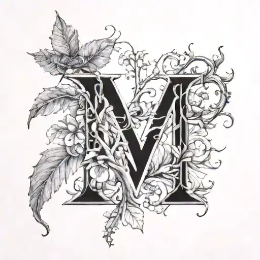 A Design Of Letter M And C Intertwined With Nature And Life