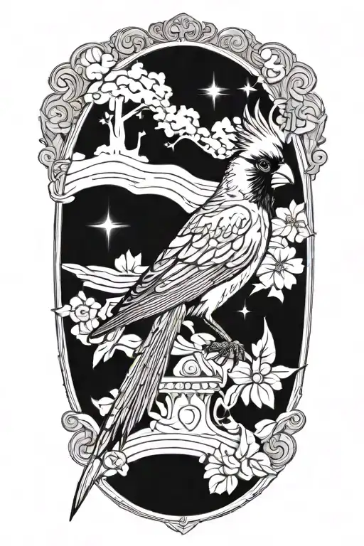 Flaming Cardinal And Ancient Greek Delphi Apollo