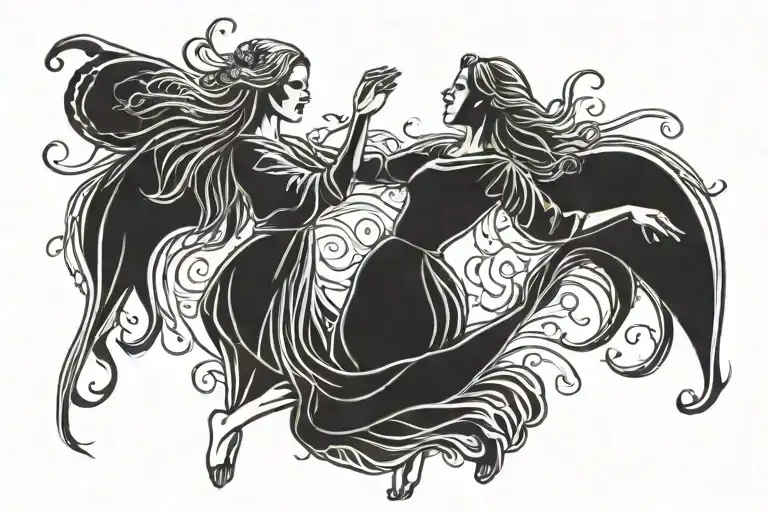 Mom And Daughter Dancing Gracefully