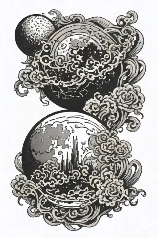 Moon With Smoke Rising