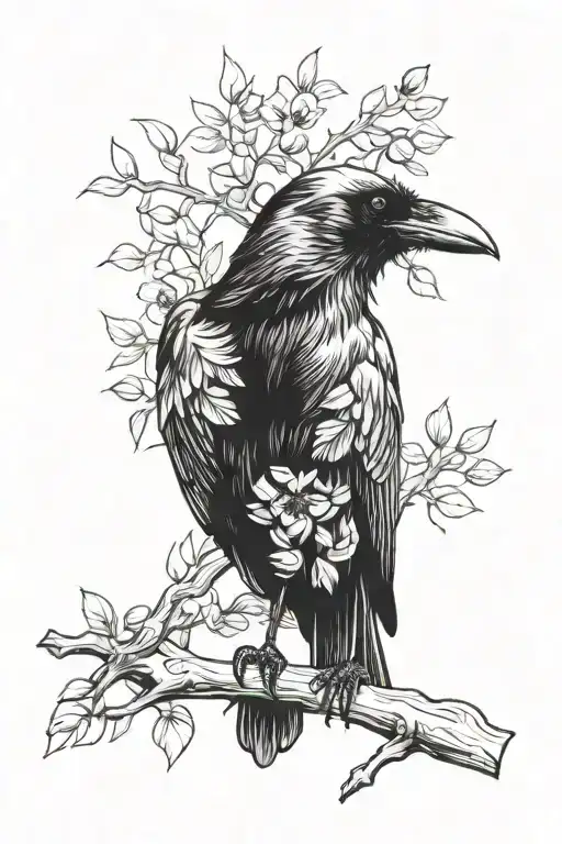 A Crow On A Branch Representing