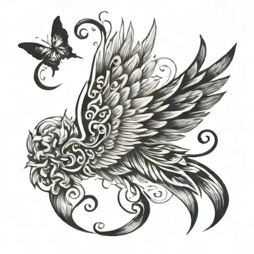 Angel Wing Tattoo With The Name