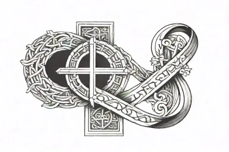 Cross Band Tattoo Featuring Roman Numerals