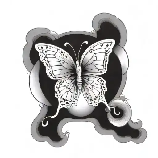 The Design Of A Beautiful Butterfly That Is Not Too Busy And Is Accompanied By A Moon