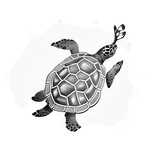 Turtle With Poker Chips In Coral Reef