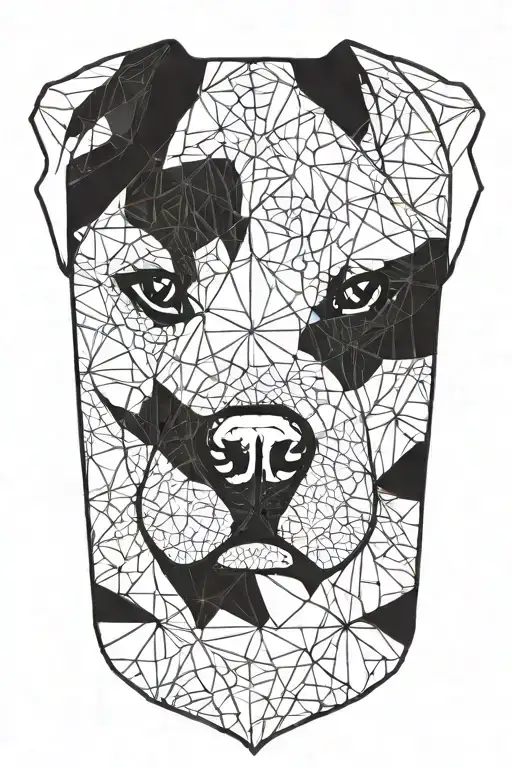 A Puggle With Intricate Geometric Patterns Integrated Into Its Fur