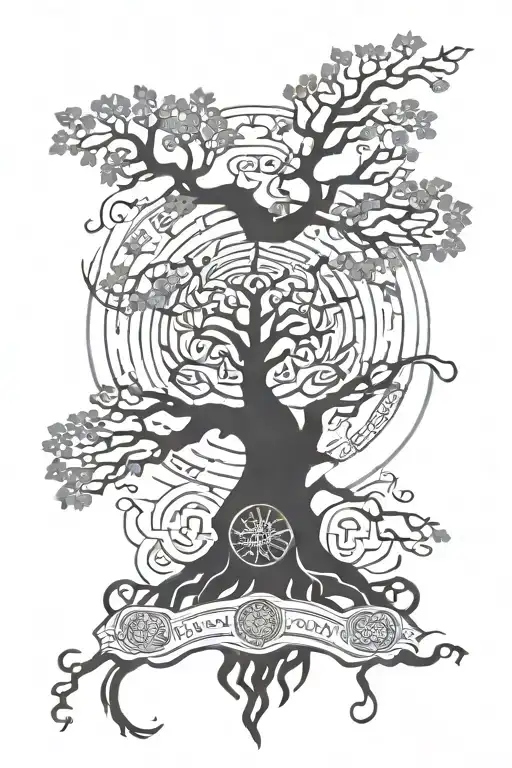 Yggdrasil With Nine Realms Symbool With Norse Runes