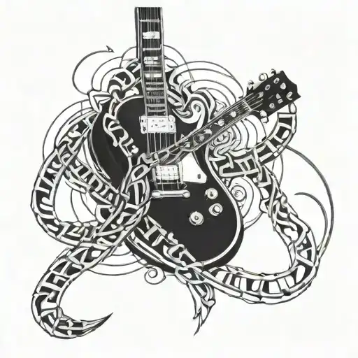 A Dna Double Helix Intertwined With A Gibson Les Paul Guitar