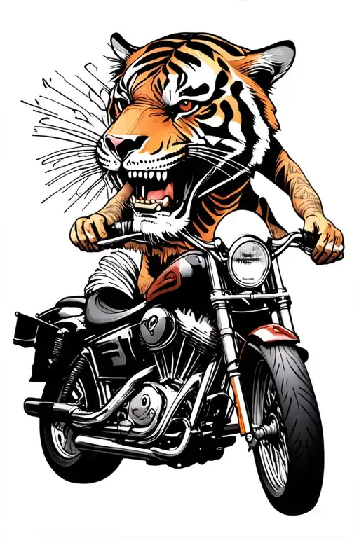 Death Leaned On A Motorcycle With A Tiger Head