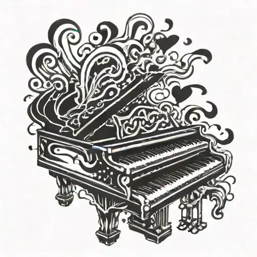 Electric Piano Keys With Flames Including A Broken Heart