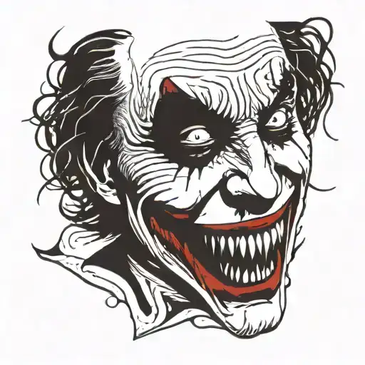 The Joker Face Including Red Hahaha Words Floating Around The Face