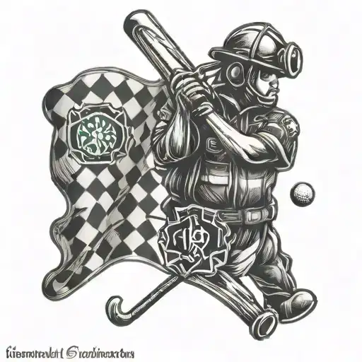A Firefighter Holding A Golf Club With A Diabetes Awareness Ribbon Woven Into The Design