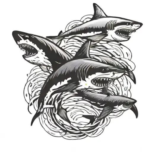 Shark Swimming Together