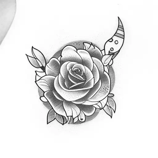 Flower With Moon And Skul