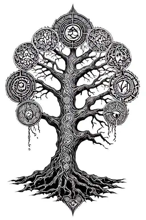 The Tree Of Life With The 9 Realns From Norse Mythology