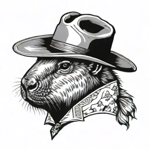 Capybara Cowboy With Mullet